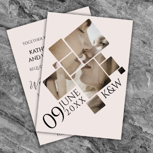 Mosaïque moderne avec faire-part de mariage monogr