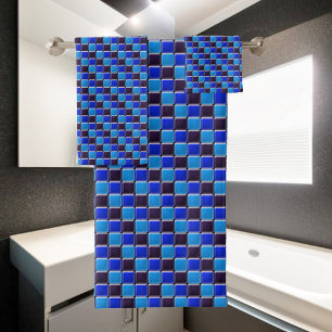 Mosaïque moderne en noir, bleu royal et bleu clair
