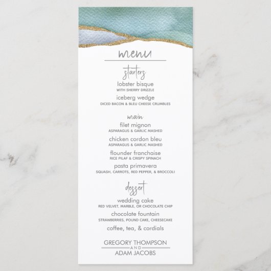 Mosaïque moderne menu mariage or accent or (Devant)