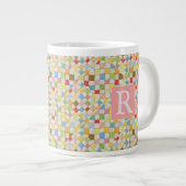 MOSAÏQUE PATCHWORK Grand Mug Blanc + Texte / Rose (Devant droit)