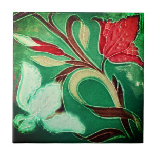 Mosaïque peinture antique de fleurs carreaux céram