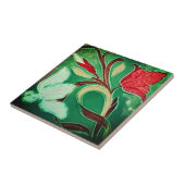 Mosaïque peinture antique de fleurs carreaux céram (Côté)