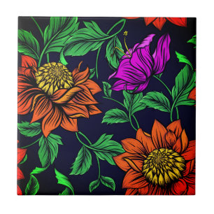 Mosaïque peinture antique de fleurs carreaux céram