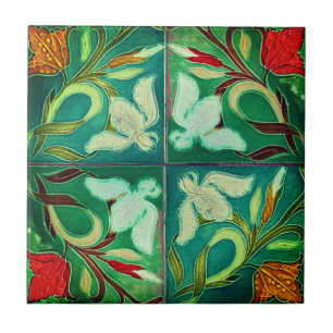 Mosaïque peinture antique de fleurs carreaux céram
