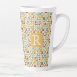 MOSAÏQUE QUILT Tall Latte Mug + Texte / Or
