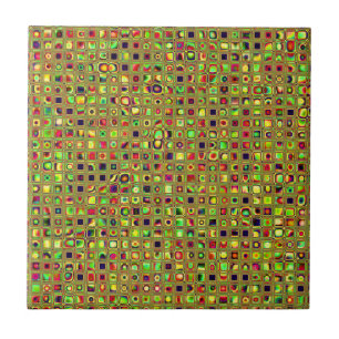 Mosaïque verte, rouge et or Carreaux texturés Moti