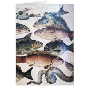 MOSAÏQUES ROMAINES ANTIQUES, POISSONS, SCÈNE DE VI