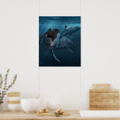 Mosasaurus achtervolgde haai poster (Keuken)