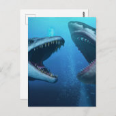 Mosasaurus versus megalodon briefkaart (Voorkant / Achterkant)