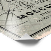Moscow russia map print poster canvas (Coin)