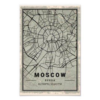 Moscow russia map print poster canvas