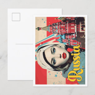 Moscow Russia Pop Art Travel Illustration Briefkaart
