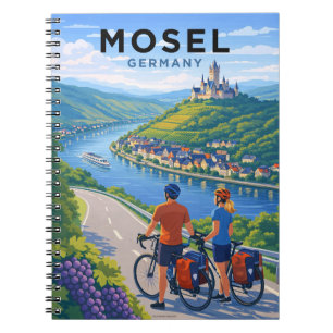 Mosel Duitsland Fietsen Vintage Reis Kunst Notitieboek