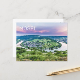 Moselle Loop Sunset Kroev Panorama Duitsland Feestdagenkaart