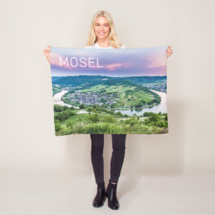 Moselle Loop Sunset Kroev Panorama Duitsland Fleece Deken