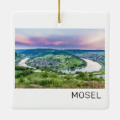 Moselle Loop Sunset Kroev Panorama Duitsland Keramisch Ornament (Achterkant)