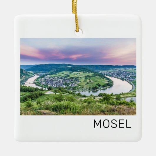 Moselle Loop Sunset Kroev Panorama Duitsland Keramisch Ornament (Voorkant)