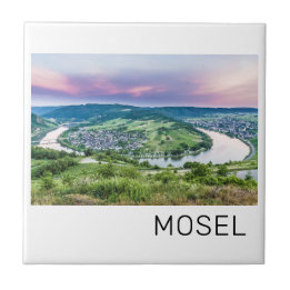 Moselle Loop Sunset Kroev Panorama Duitsland Tegeltje