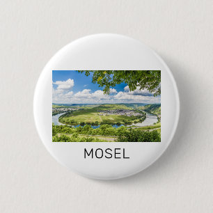 Moselle Loop Trittenheim Panorama Germany Souvenir Ronde Button 5,7 Cm