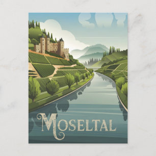 Moseltal Moselle Valley Duitsland vintage Briefkaart