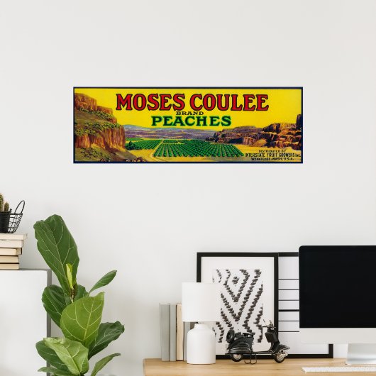 Moses Coulee Peach Label Poster (Thuiskantoor)