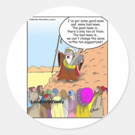 Moses & de Tien Suggesties Funny Gifts & T - shirt Ronde Sticker (Voorkant)