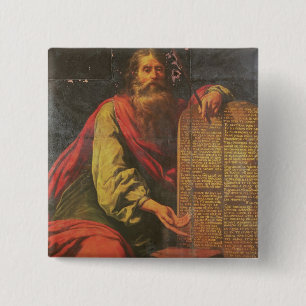 Moses en de tabletten van de wet vierkante button 5,1 cm