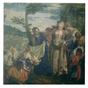 Moses gered uit de Nijl, 1580 (olie op canvas) Tegeltje