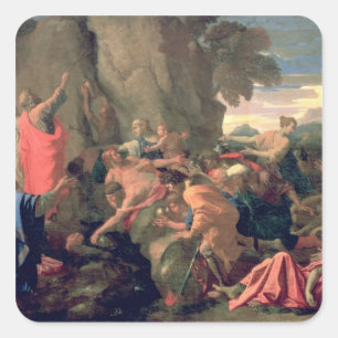 Moses Striking Water from the Rock, 1649 Vierkante Sticker
