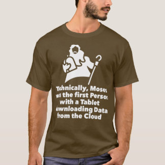 Moses Tablet die gegevens downloadt vanaf de cloud T-shirt