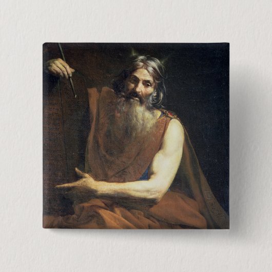 Moses with the Tablets of the Law, c.1627-32 Vierkante Button 5,1 Cm (Voorkant)