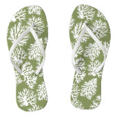 Mosgroen modern Wit koraalriffen strand Teenslippers (Voetbed)