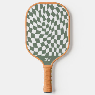 Mosgroen Monogram  golvend geruit Pickleball Paddle