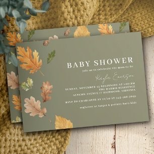 Mosgroen   Rustiek Bos Thema Herfst Baby shower Kaart