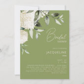 Mosgroen Wit Hydrangeas Vrijgezellenfeest Kaart (Voorkant)