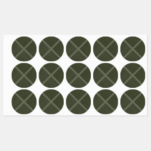 Mosgroene Ronde Stickers met X-Patroon Labels