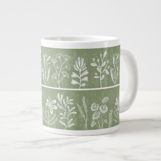Mosgroene Whimsical Botanische Silhouetten Extra Grote Beker
