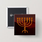 Moshe's Menorah Vierkante Button 5,1 Cm (Voorkant /achterkant)