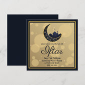 Moskee Crescent Moon Ramadan, blauw, goud Kaart (Voorkant / Achterkant)