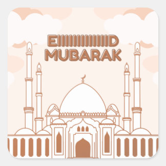 Moskee-engelse arabische happy eid -Eid Al Fitr- Vierkante Sticker