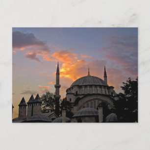 moskee in Istanbul op zonsondergang Briefkaart