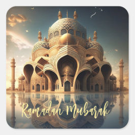 Moskee Ramadan Mubarak Vierkante Sticker