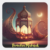 Moskee silhouet Ramadan Mubarak Vierkante Sticker (Voorkant)
