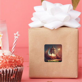 Moskee silhouet Ramadan Mubarak Vierkante Sticker