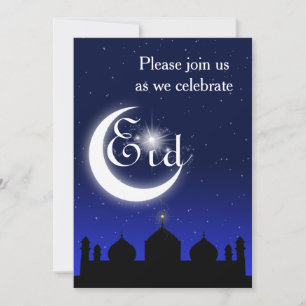Moskee Silhouet 's Nachts - Eid Feest Uitnodiging