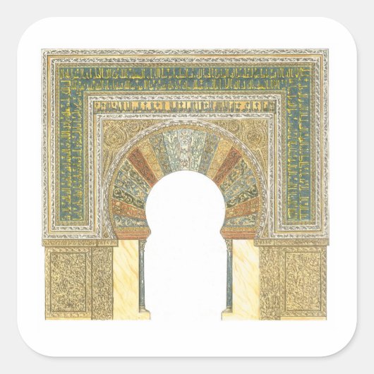 moskee van Cordoba Spanje. Mihrab Vierkante Sticker (Voorkant)