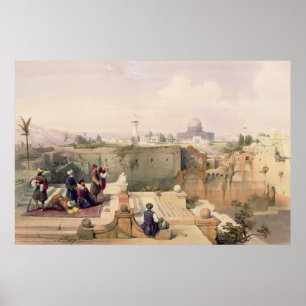 Moskee van Omar die de plaats van de tempel toont Poster