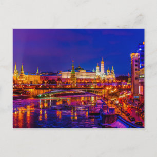 Moskou Kremlin in Winternacht Briefkaart