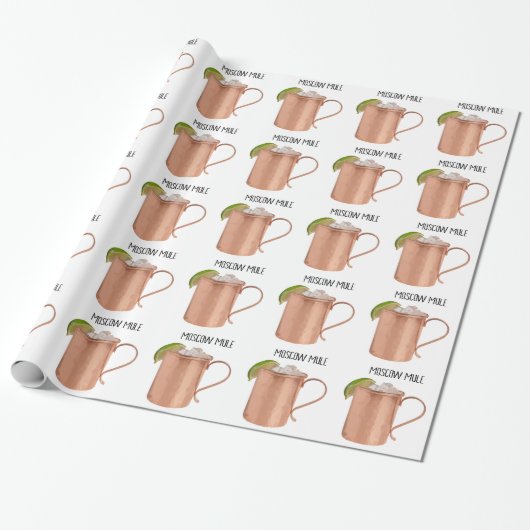 Moskou Mule Copper Mok Low Poly Geometric Design Cadeaupapier (Uitgerold)