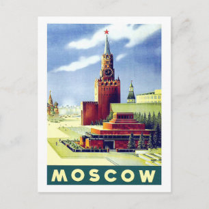 Moskou, Rode Plein, Rusland, vintage, reizen USSR Briefkaart
